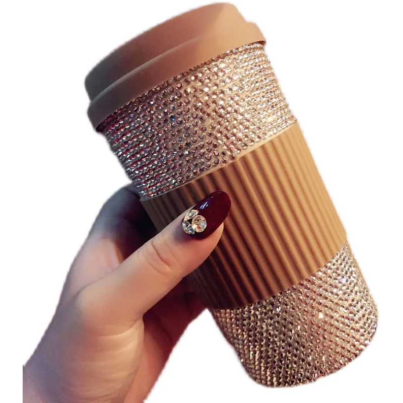 Кружка с блестящими стразами 500 мл милая кофейная чашка и кружка соломинкой