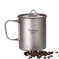 new arrival tiartisan outdoor titanium cup mug pots tableware camping cup picnic water cup mug with bail handle 450ml