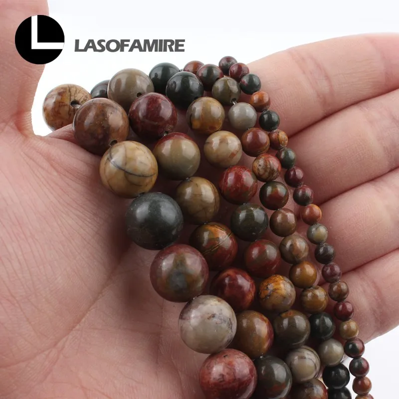 Натуральный камень красочные Пикассо яшмы вокруг свободные бусины для