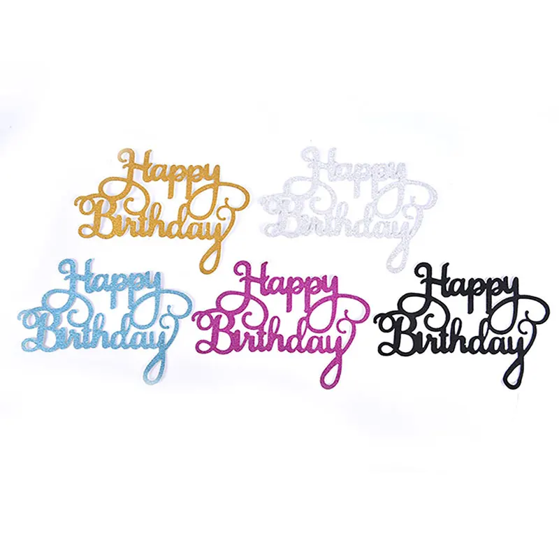 10pcs Glitter Paper Cake Topper Cupcake Birthday Party Happy Birthday Decoration