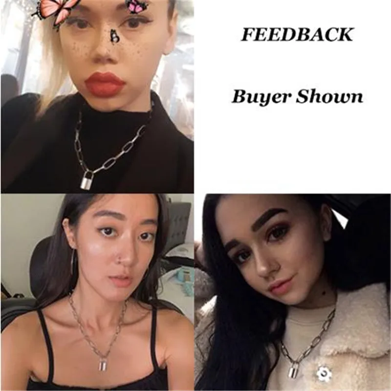 

2020 Punk Simple Padlock Pendant Necklace Hip Hop Lock Necklaces for Women Gold/Silver Color Chunky Necklace Chain on the Neck