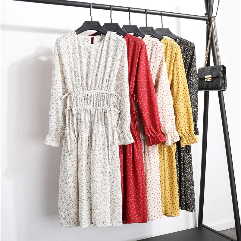 BGTEEVER винтажное платье с круглым вырезом и цветочным принтом женское шифоновое на