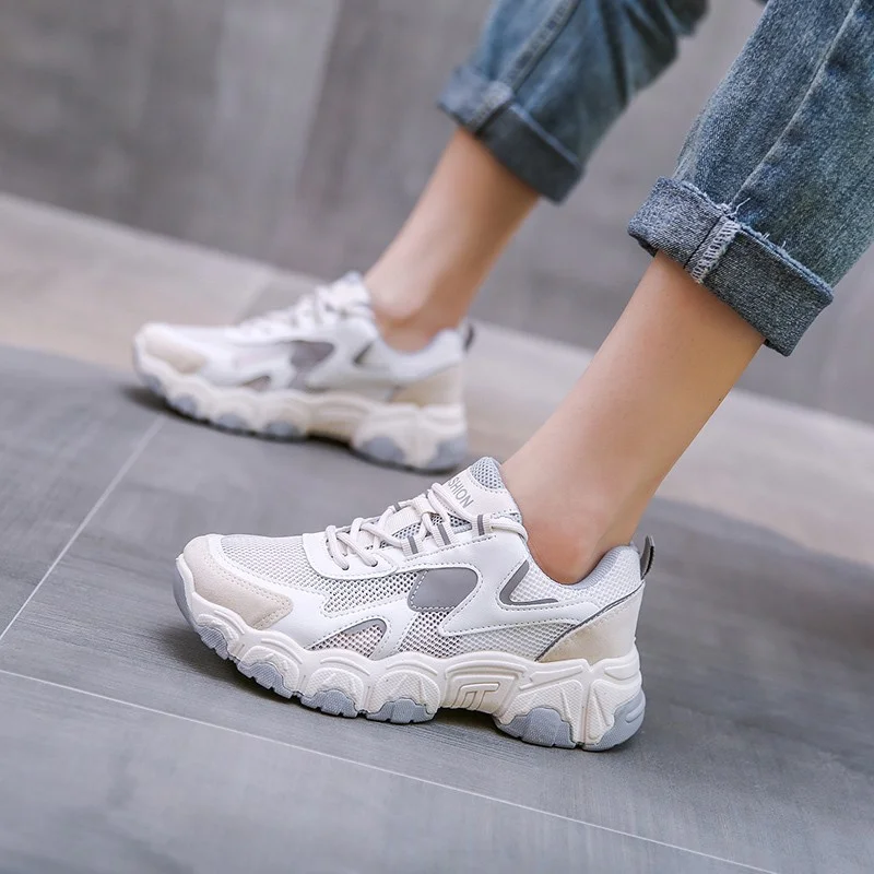 

2021 Fashion Women's Platform Sneakers Women Shoes Korean Casual Chunky Sport Shoes White Vulcanized Tennis Female Basket Femme