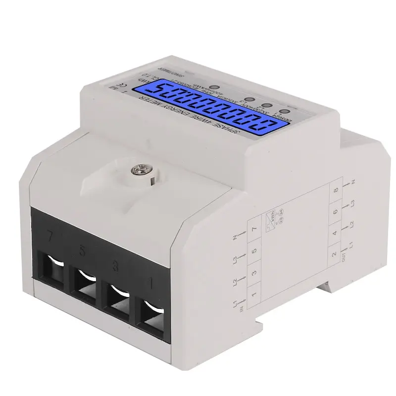 Din Rail 3 фазы 4 провода электронный счетчик Мощность потребление энергии метр
