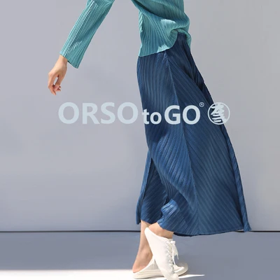 HOT SELLING miyake Fashion new style pleated solid loose Wide leg pants IN STOCK
