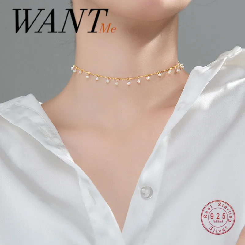 Женское Ожерелье чокер WANTME классическое колье из серебра 925 пробы свадебная