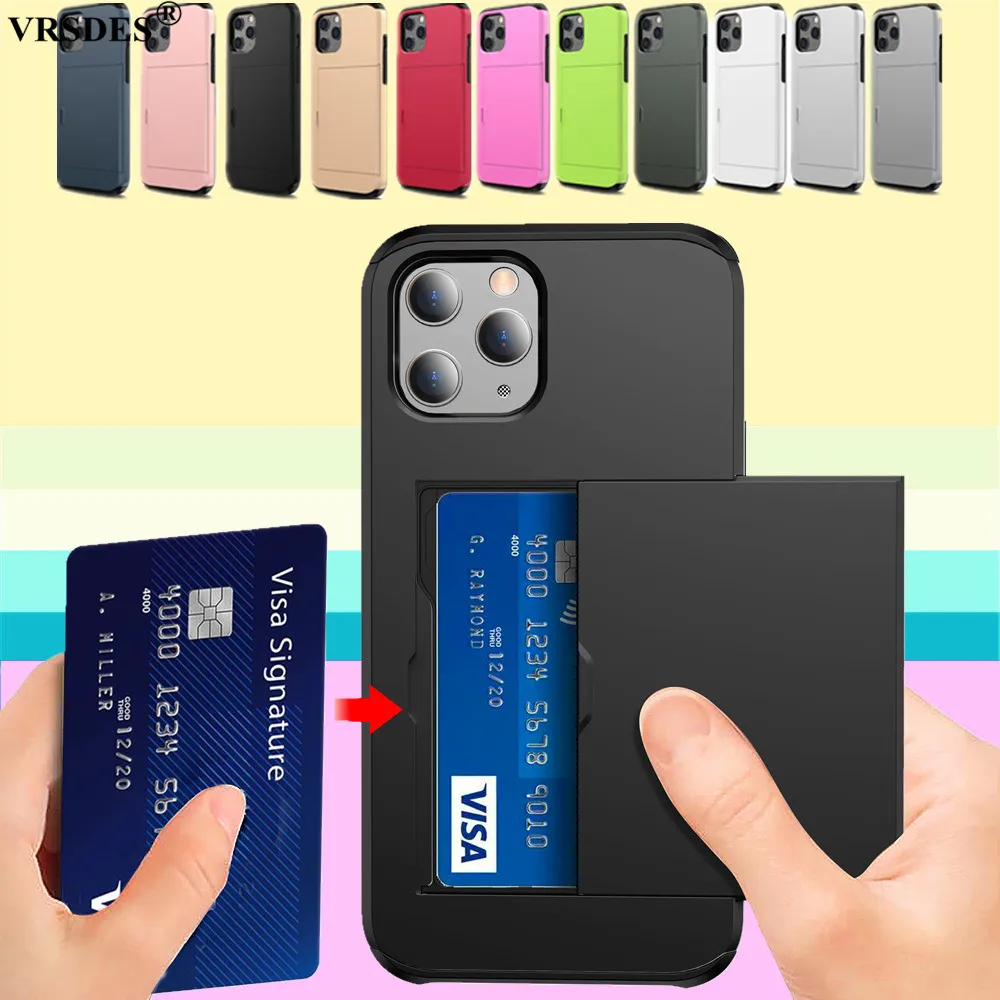 Чехол для iPhone 12 5 4 12Pro Max 6 1 XS MAX XR X Business Slide Armor со слотом карт 11 Pro 7 8 Plus