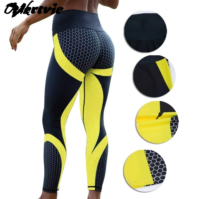 8 цветов хит с принтом в виде сот штаны для йоги женские пуш ап спортивные