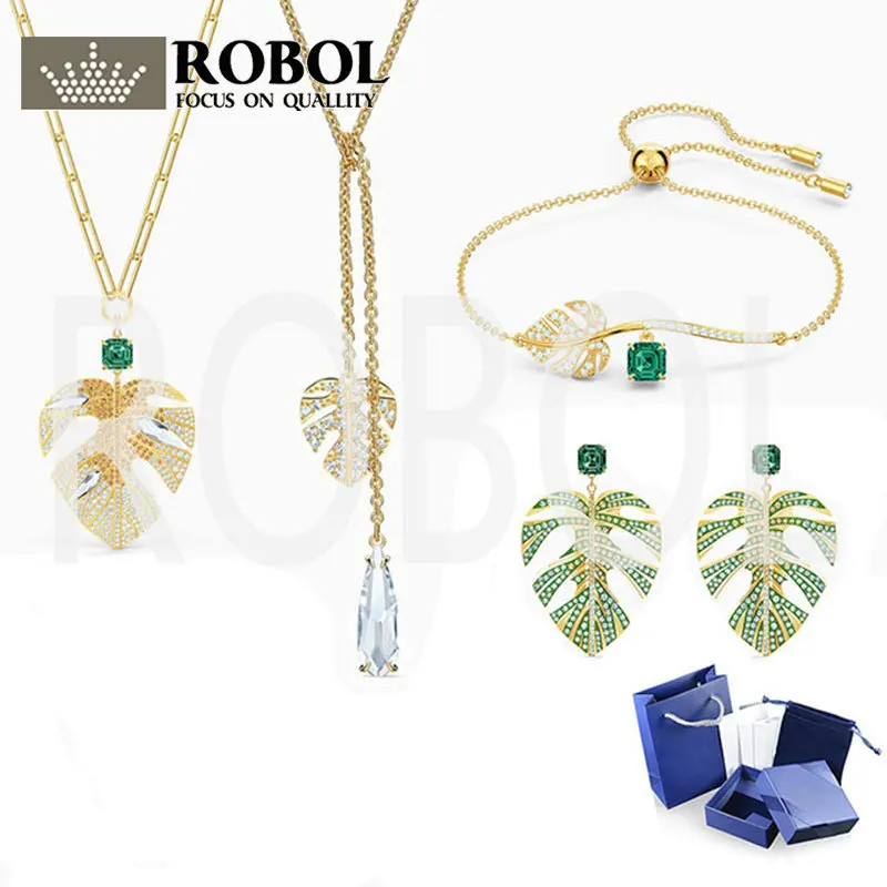 

Новинка 2020, модное классическое ожерелье Swa с золотыми тропическими листьями для девушки, изысканный и элегантный романтический подарок на ...