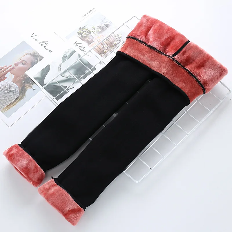 Двойные зимние леггинсы для девочек детские теплые штаны из плотного бархата wild