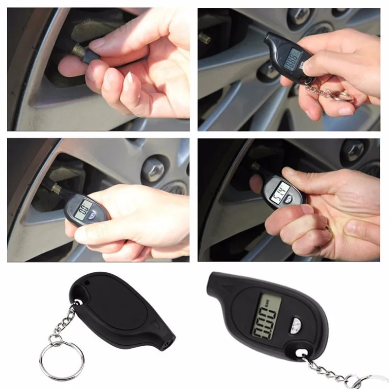 

Mini Car Tire Pressure Gauge Motorcycle Tire Key Portable Chain Auto Display Inspectie High Accuracy LCD RepairTools Outdoor
