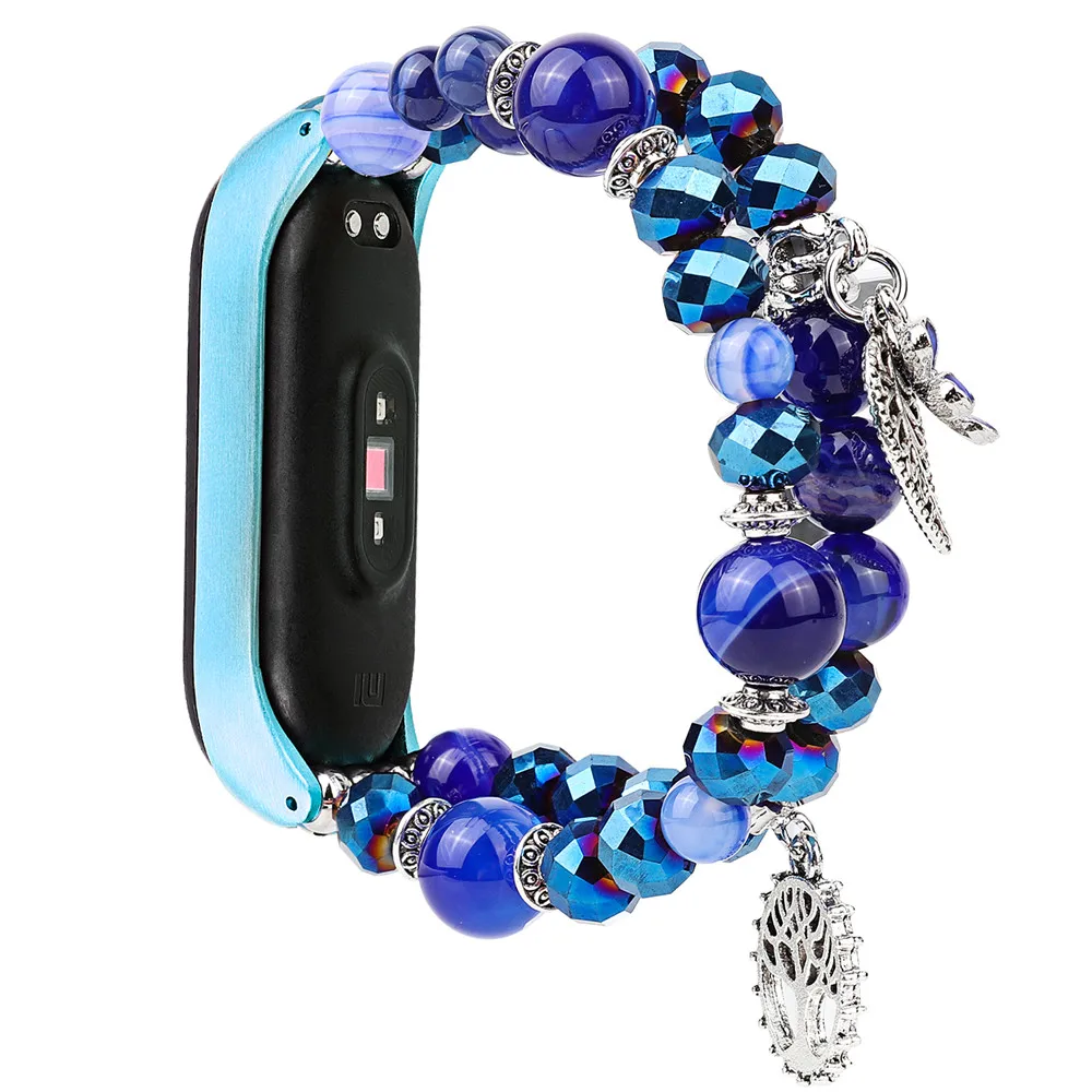 Ремешок из бусин в форме камня для Xiaomi Mi Band 6 5 4 3 браслет наручных часов ювелирный