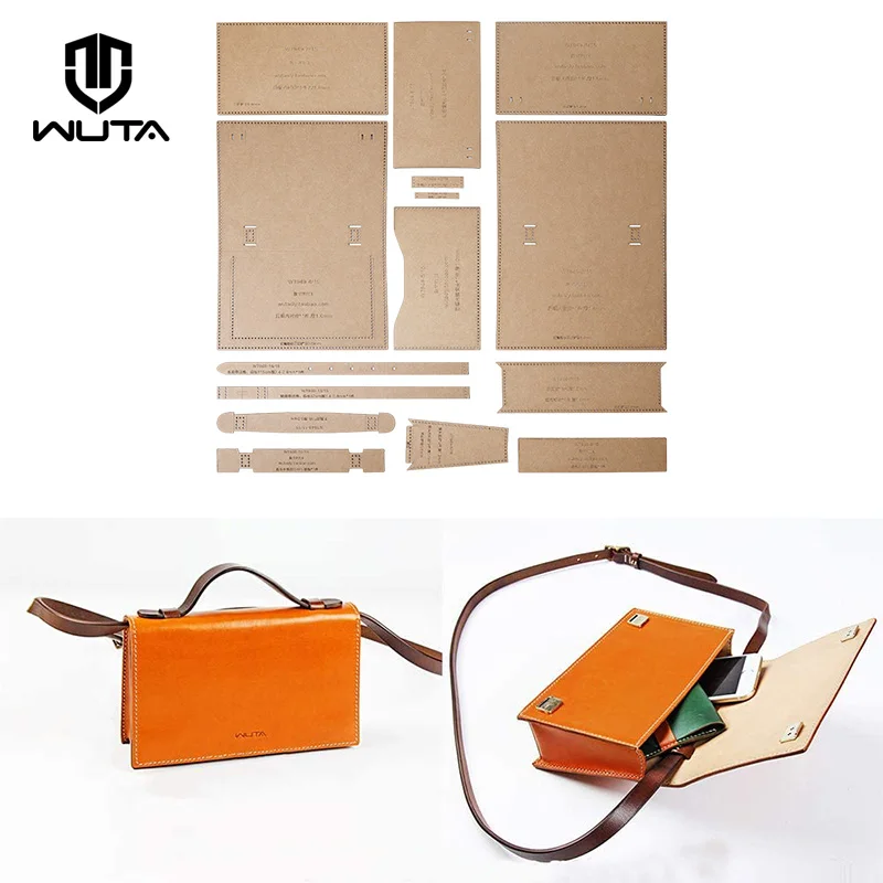 

WUTA 949 Kraft Paper Bag Pattern Leather Craft Cutting Template Model for DIY Women Messenger Bag Female Clutch Crossbody Bag