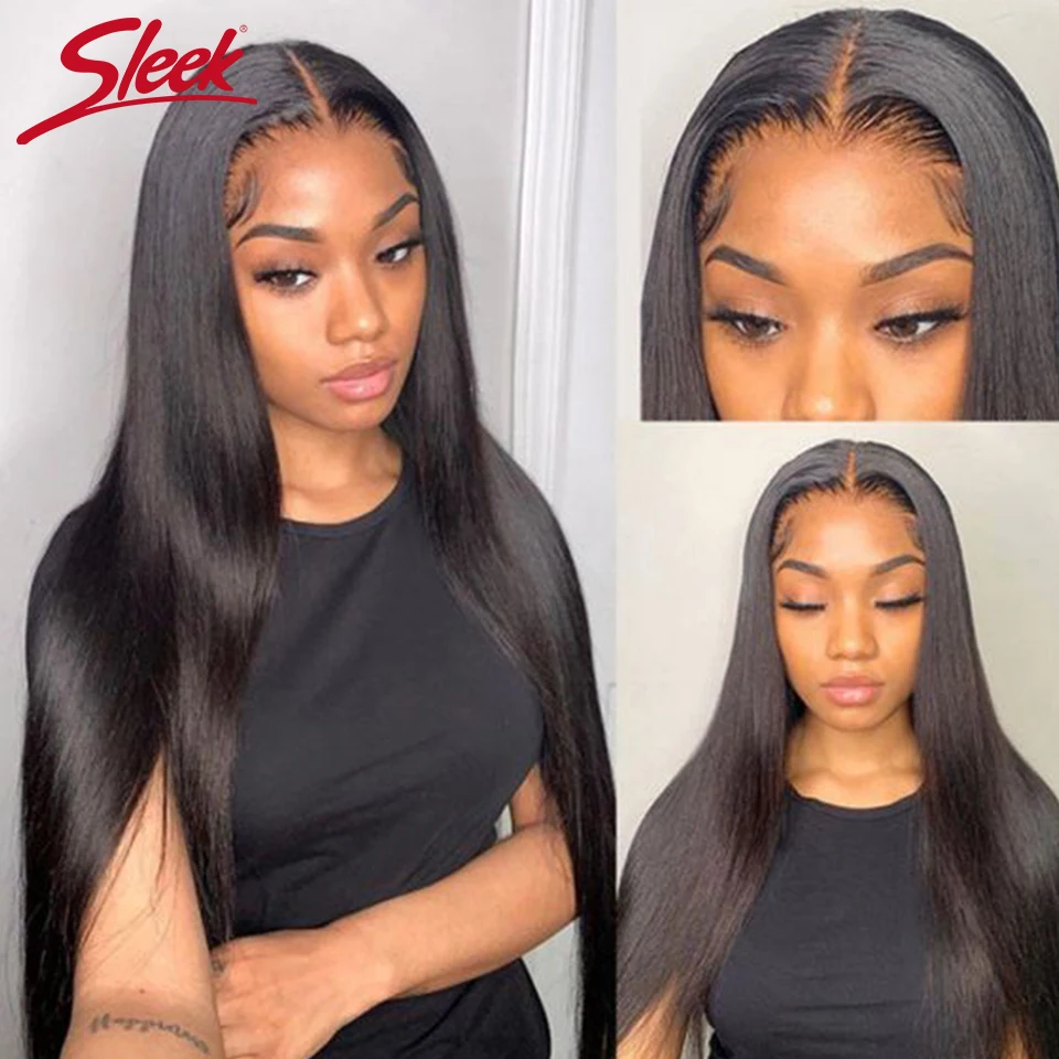 

T Part Lace Wig Human Hair Wigs For Black Women Peruvian Straight Human Hair Wig 13x1 Pre Plucked Bleached Knots Wigs 150% Remy