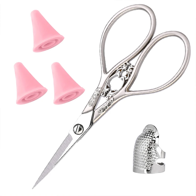 

LMDZ Retro Tailor Scissor embroidery scissors with thimble and Needles Point Protectors European Shears for Craft Needle Work