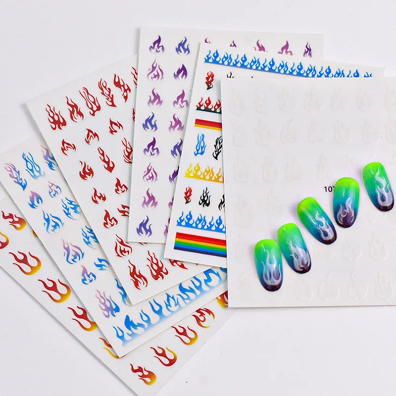 

1 Sheet Flame Slider Water Transfer Nail Decals Simple Design Nail Wraps Sticker Art Decorations DIY Transfer Sticker T1081