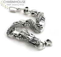 charmhouse silver bracelets for men black dragon chain bangle bracelet pulseira homme wristband vintage jewelry bijoux gifts