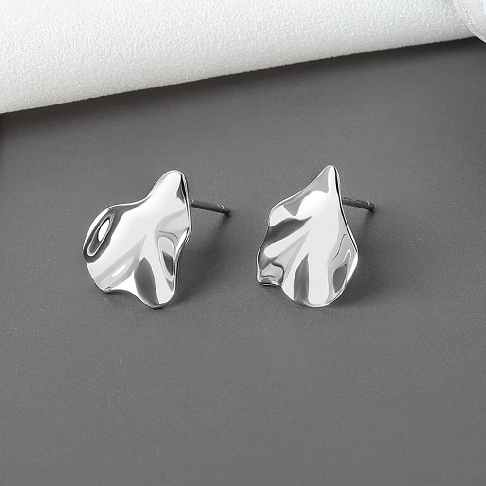 

Шикарные простые глянцевые серьги-гвоздики с листьями, романтичные медные геометрические серьги с покрытием, предотвращающие аллергию, юв...