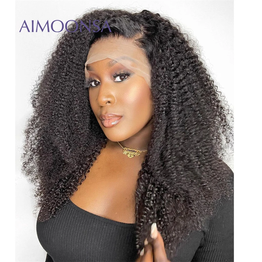 Кудрявый кудрявый парик с глубокой частью 13x4 на сетке спереди 180 плотность