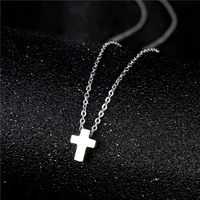 small stainless steel three dimensional lucky religious cross jesus blessing pendant necklace woman mother gift wedding jewelry