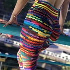 Штаны для йоги, леггинсы для фитнеса, спортивные эластичные дышащие женские колготки, Сексуальные облегающие радужные штаны для бега