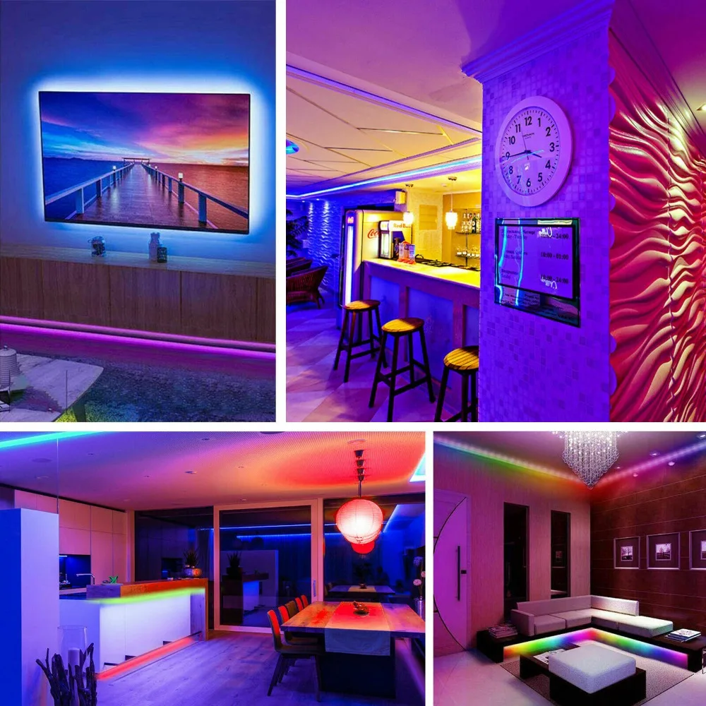 

USB LED Strip Light 5050 SMD USB Bluetooth RGB Lights Flexible LED Lamp Tape Ribbon RGB TV Desktop Diode Tape Controller adapter