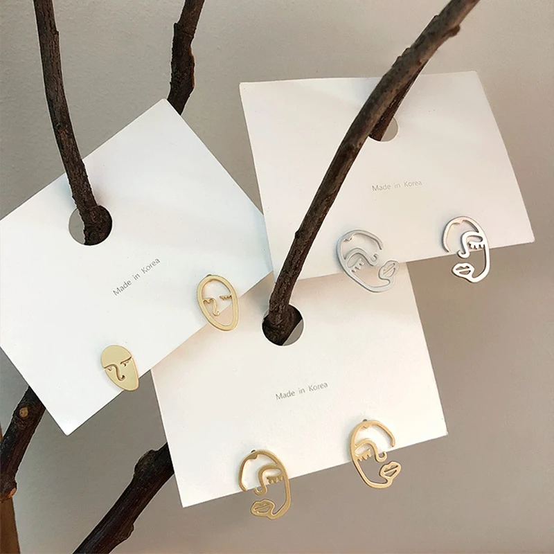 Серьги-гвоздики в винтажном стиле для девушек уникальный дизайн из простого