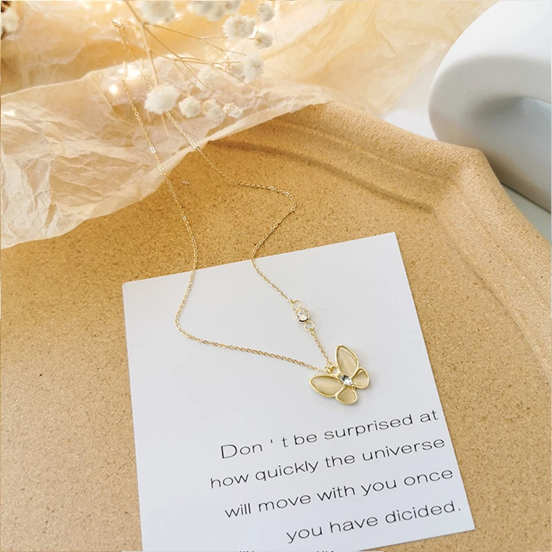 

Little Fairy Luxury Opal Butterfly Earrings Rhinestone Earrings Female Temperament Retro Necklace Clavicle Chain Ring Earrings