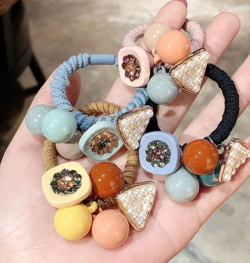 

4PCS/Set Candy Color Square Triangle Hair Bands for Women Elastic Ponytail Holder Scrunchie Hairband Fashion Hair Accessories
