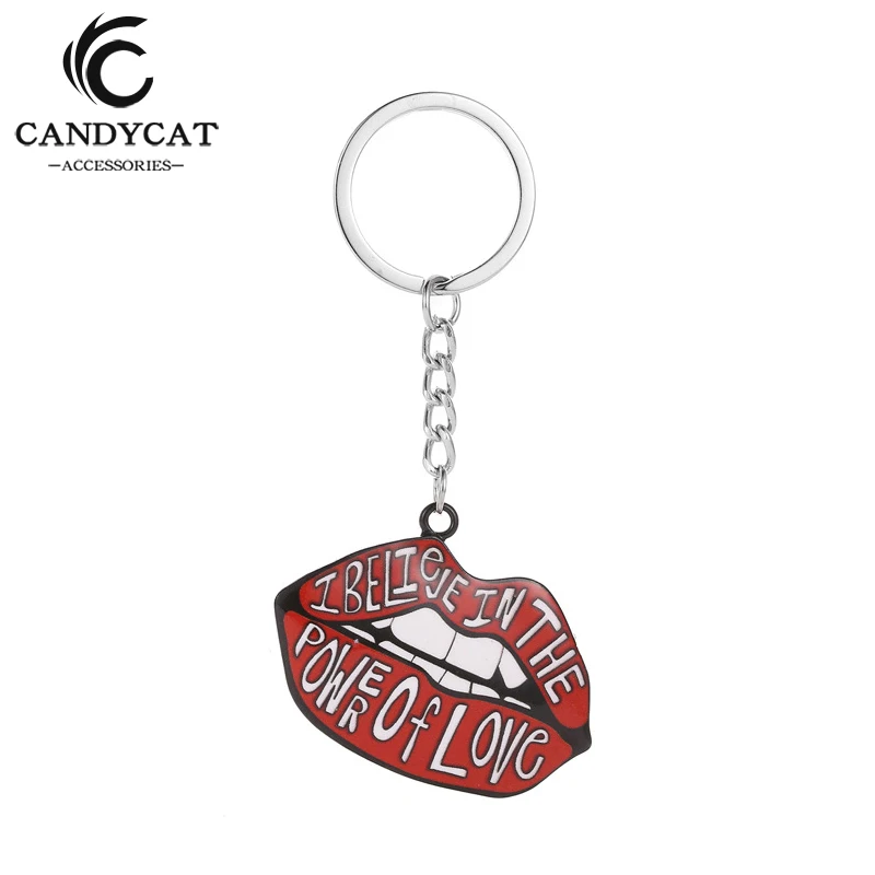 Trendy Letter Red Lip Keychain Women Men Statement Metal Mouth Key Ring Couple Chain Bag Accessory Gifts Creative Jewelry | Украшения и