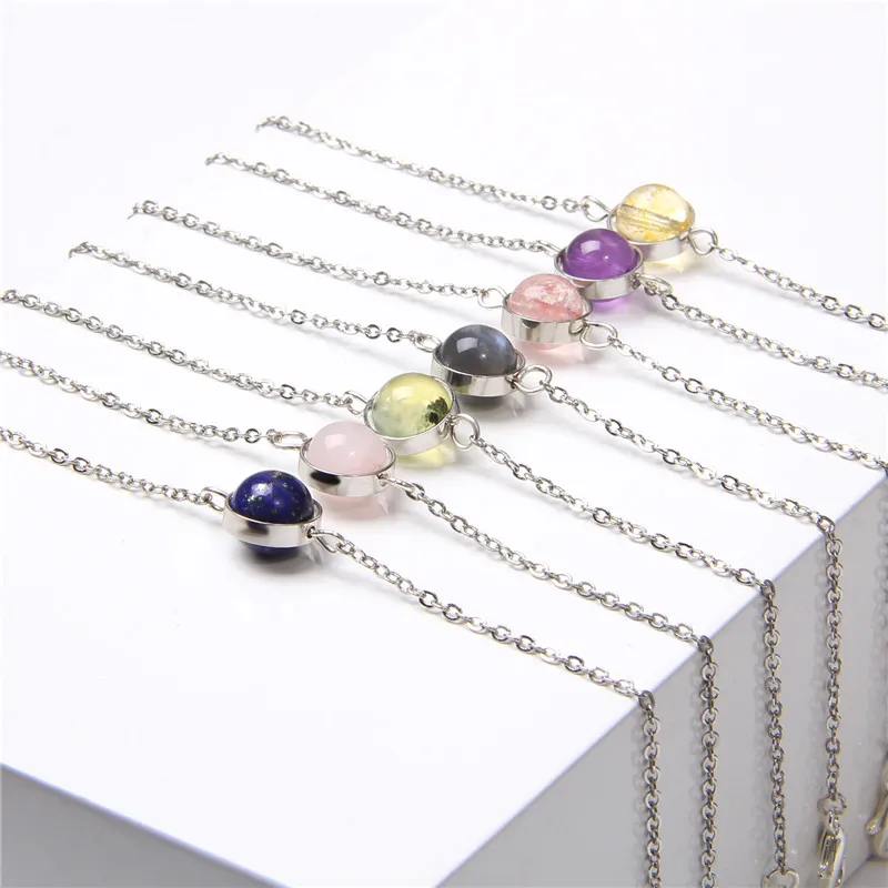 Ожерелье чокер с натуральным кристаллом женское колье подвесками из простых