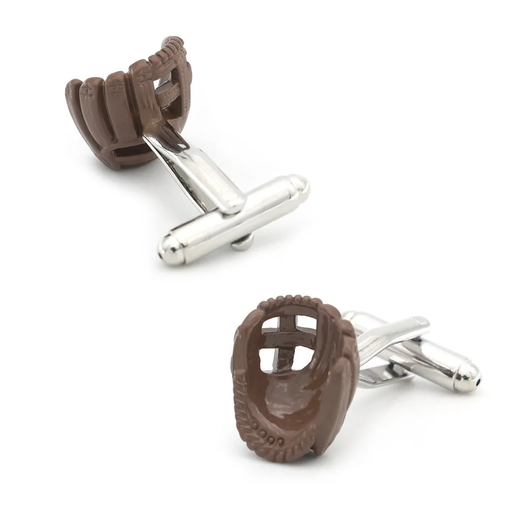 

New titanium steel electroplated baseball glove cufflinks men's French button cuff nails thickened gift jewelry