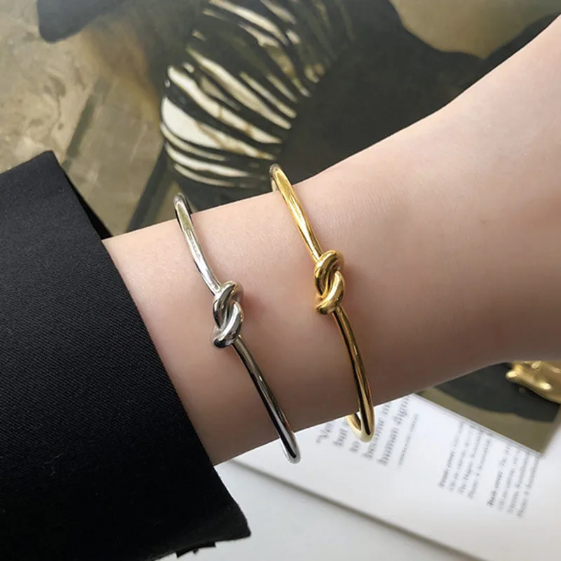 Минималистичный регулируемый браслет с узлом золотого и серебряного цвета для
