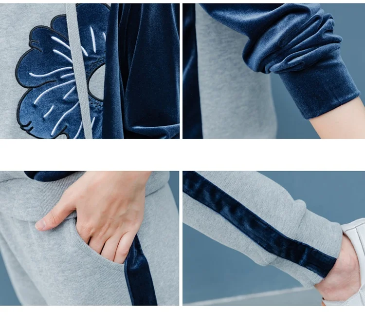 

Autumn sports suit female New two piece set top and pants Large size Ladies suit Hooded tracksuit for women Suitable for women