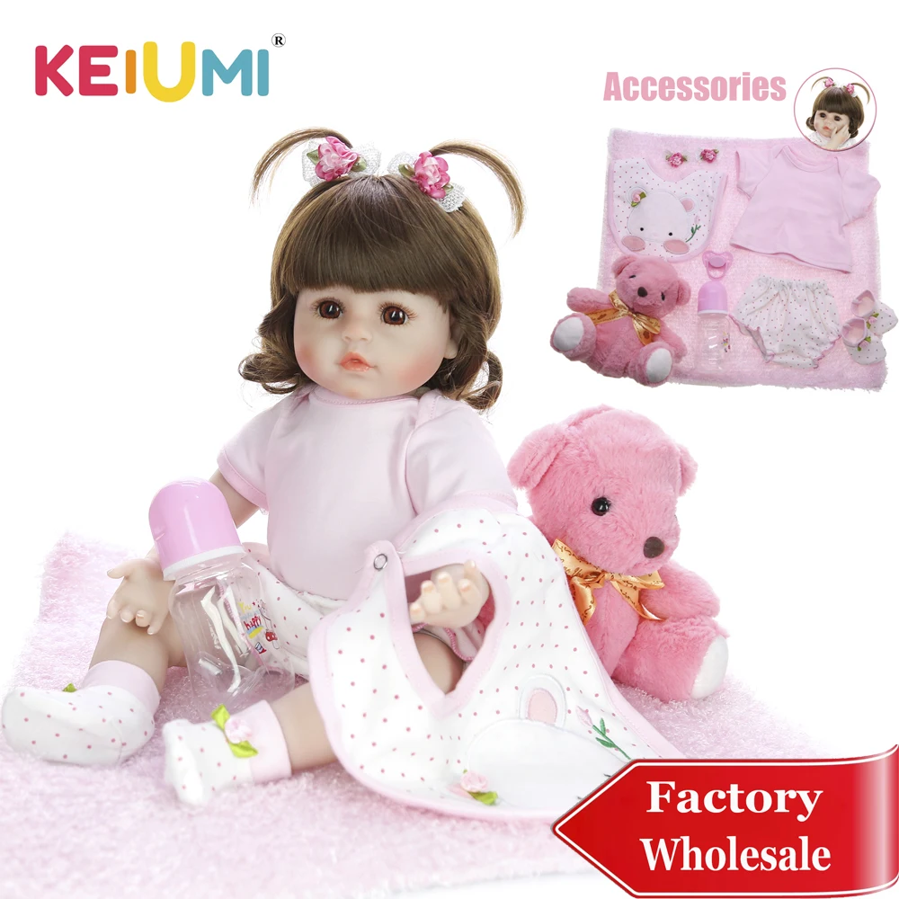 

Кукла реборн Мягкая силиконовая, 18 дюймов, с медведем