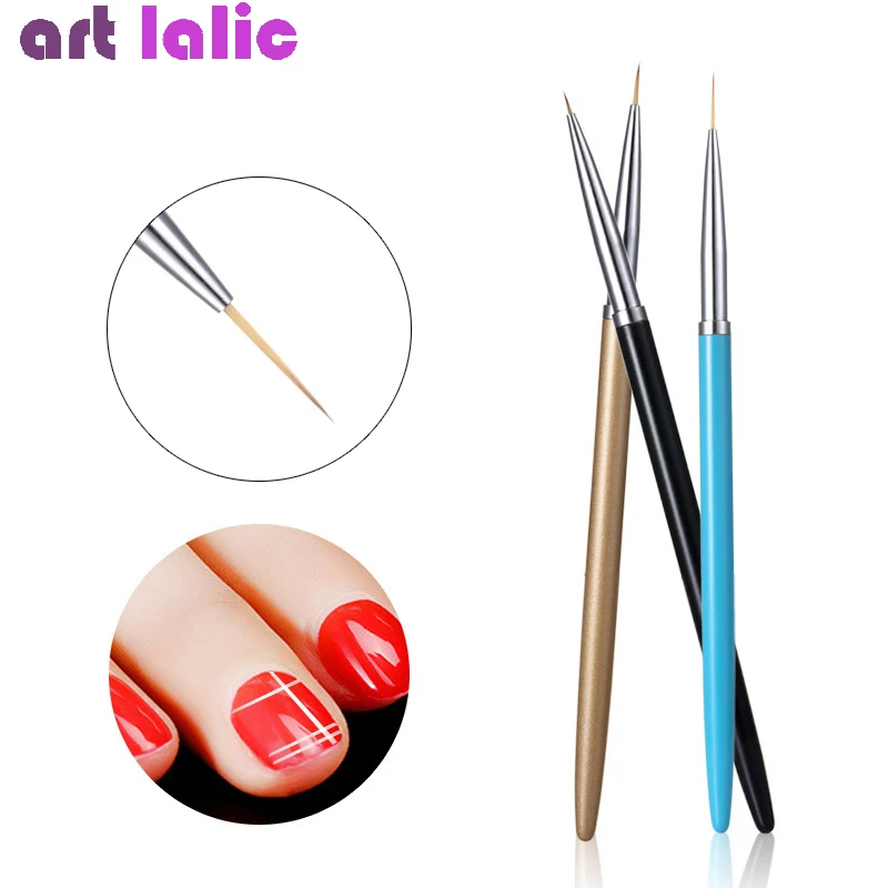 

3pcs Nail Art Liner Painting Pen Metal 3D Tips DIY Acrylic UV Gel Brushes Drawing Kit Flower Line Grid French Design Manicure