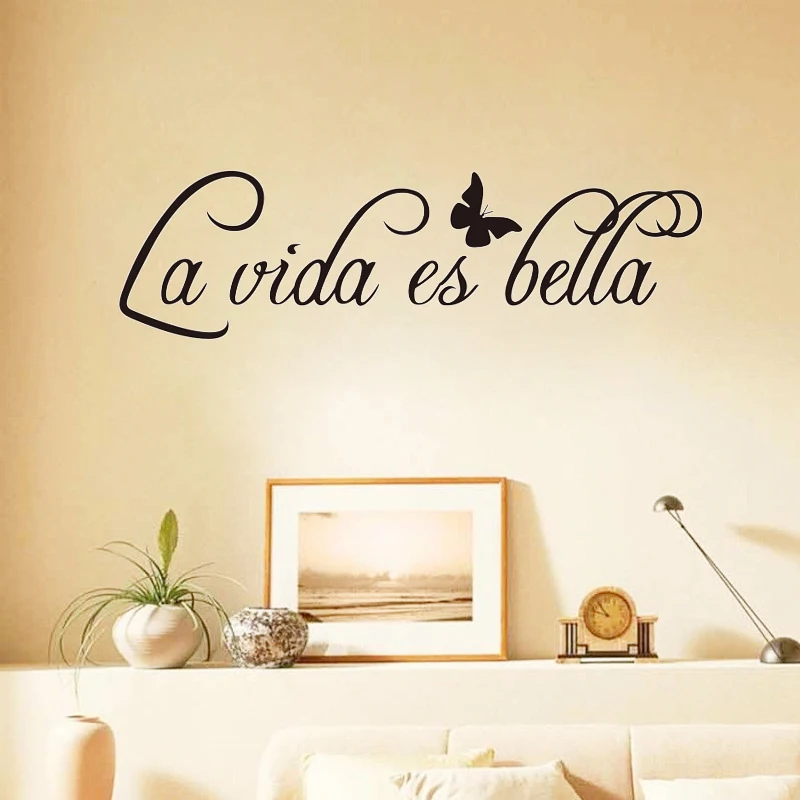 Наклейки на стену La Vida Es Bella виниловые съемные испанские французские наклейки