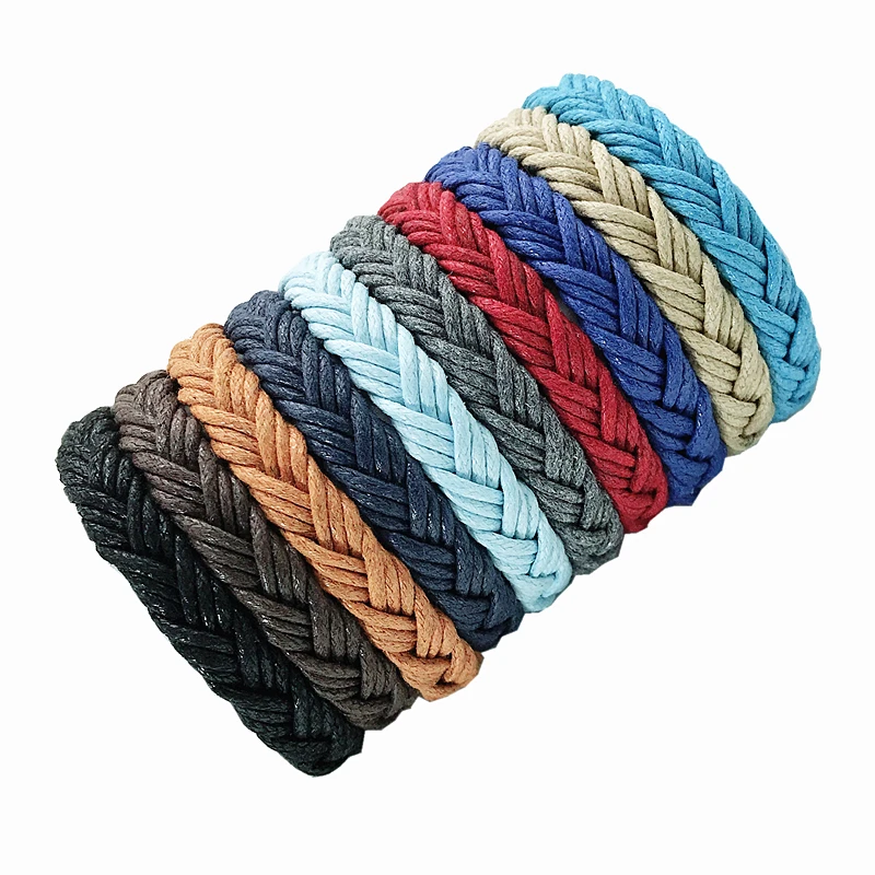 

2022 винтажный Плетеный веревочный Шарм-браслет ручной работы для женщин и мужчин черный регулируемый шнурок мужские браслеты ювелирные изд...