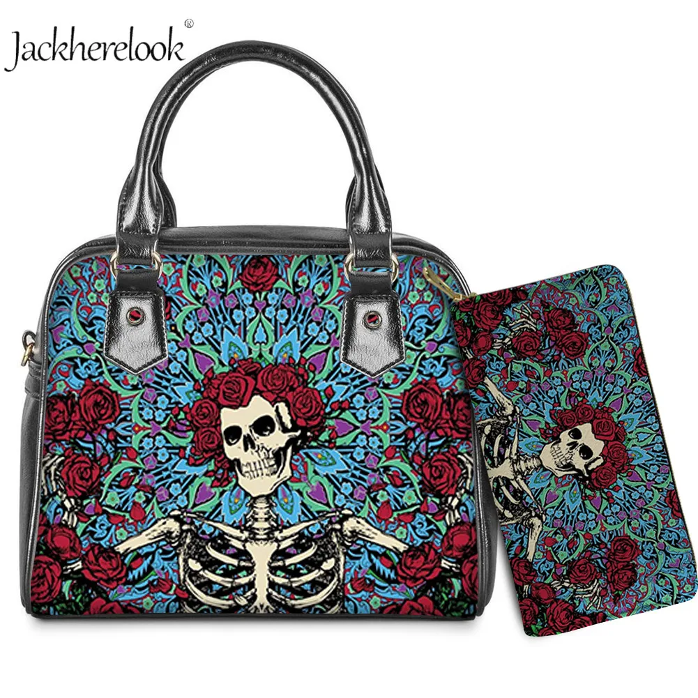 Jackherelook женская сумка через плечо с черепом и розой забавная сумка-тоут
