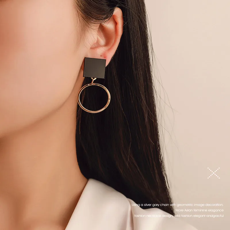 Новинка модные асимметричные серьги для женщин Круглый треугольный дизайн