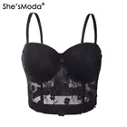 Женский сетчатый бюстье She'sModa, бюстгальтер пуш-ап с цветочным принтом, укороченный топ, корсет, размера плюс
