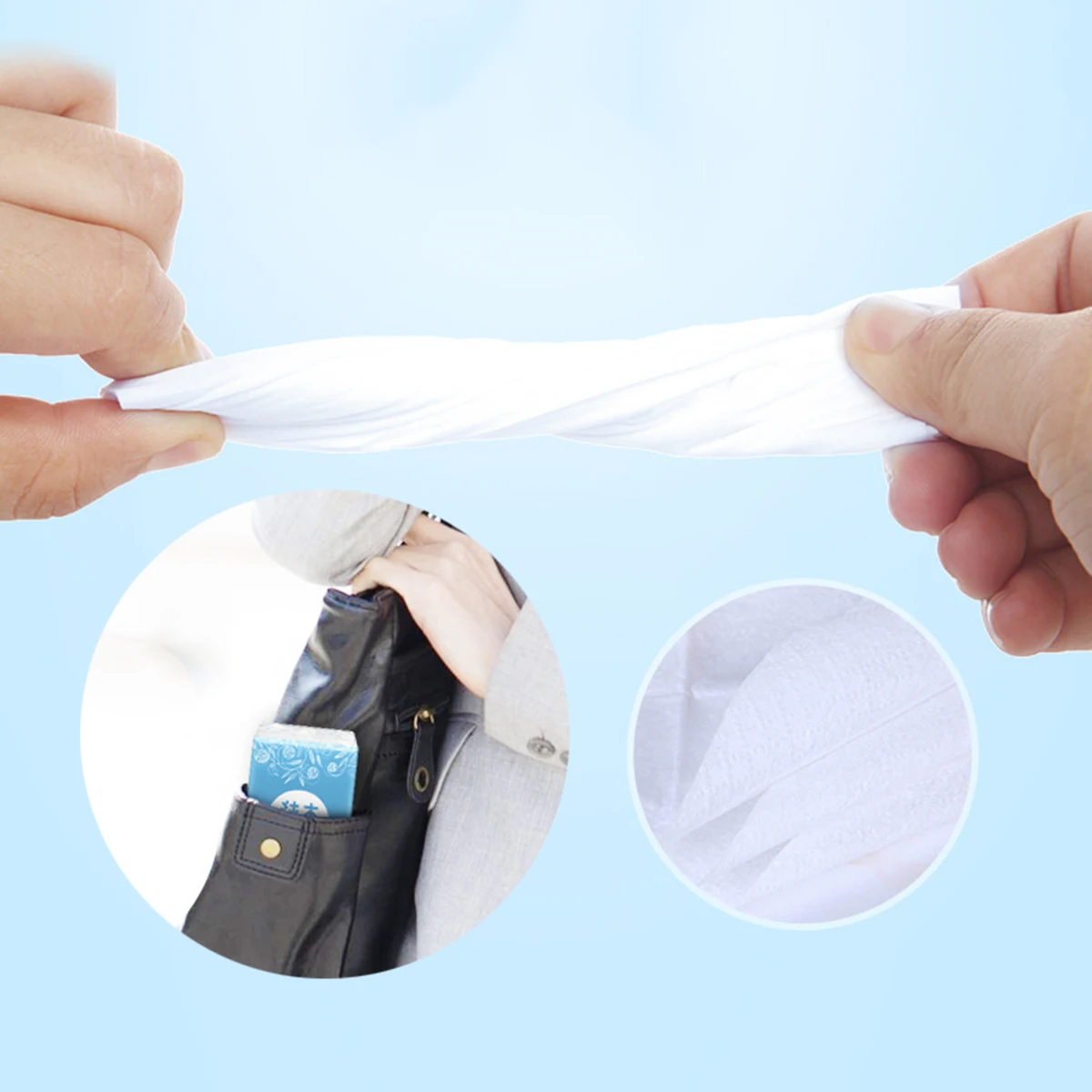 

10 Pack Portable Pocket Tissue 3-ply thickened Wood Pulp Travel Paper Tissue 8 Sheets for travel office restaurants hotel