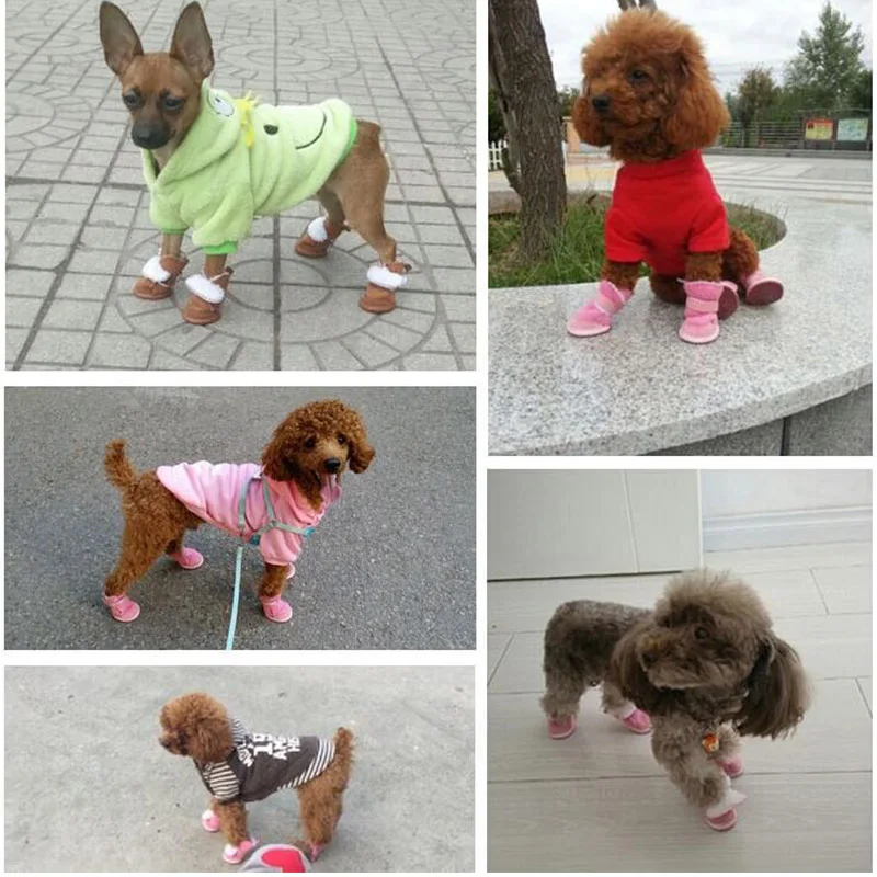 Оптовая продажа 4 шт. милая теплая зимняя обувь для чихуахуа маленькой собаки