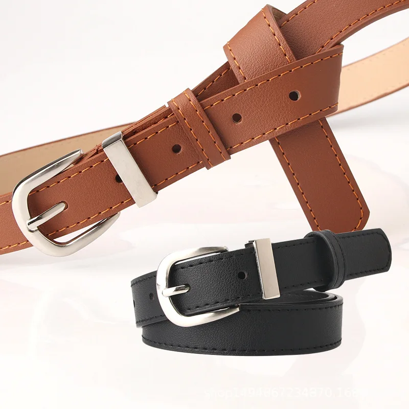 

ELEGZO Women's Leather Belt High Quality Fashion Solid Color Jeans Belt Female PU Needle Buckle Waistband Hot Selling