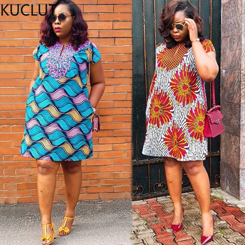 

2022 Summer Dress Robe Africaine Femme Ladies Boubou African Print Wax Dresses Dashiki Ankara Dress Nigerian Fashion Clothes