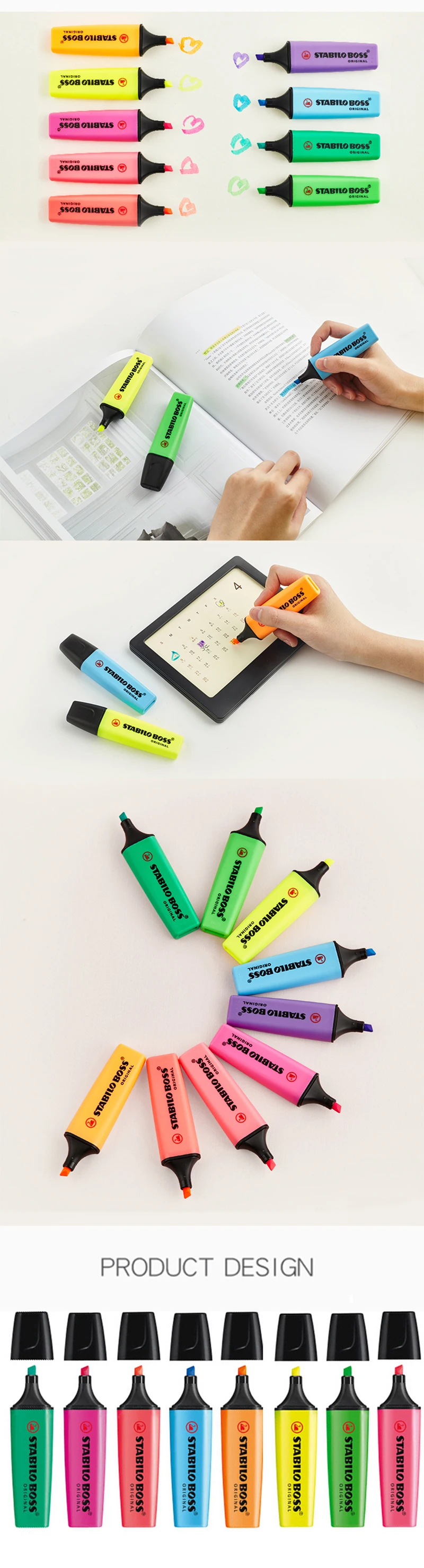 1 шт. Stabilo Textmarker Boss 70 текстовыделитель детский штрих ключ знак с большой емкости цвет маленький свежий маркер ручка