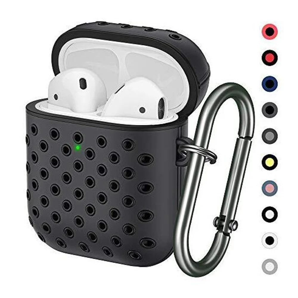

Earbuds Protective Case TPU Earphone Storage Protective Shell with Hook Double Layer Shock Resistance Case for AirPods 1/2
