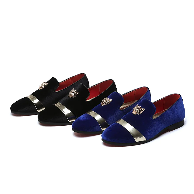 Мужские модельные туфли свадебные лоферы с тигровым золотистым металлом на