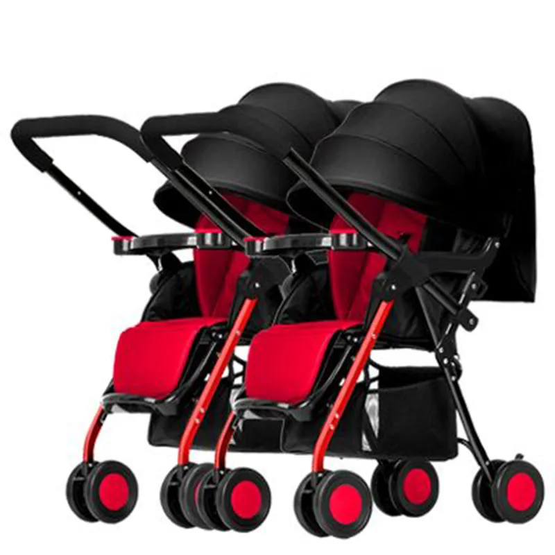 

Twins Baby Stroller Double Carts Multiple Stroller Lightweight Four Wheels Stroller Baby Pram Pushchair Can Sit Lie Split Two