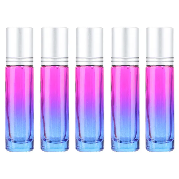 02 10ML 5PCS Aihogard 5 шт. 10 мл/5 мл градиент цвета толстое стекло рулон на эфирное масло пустая парфюмерная бутылочка роликовый шар для путешествий Несессеры - Цвет: 02 10ML 5PCS